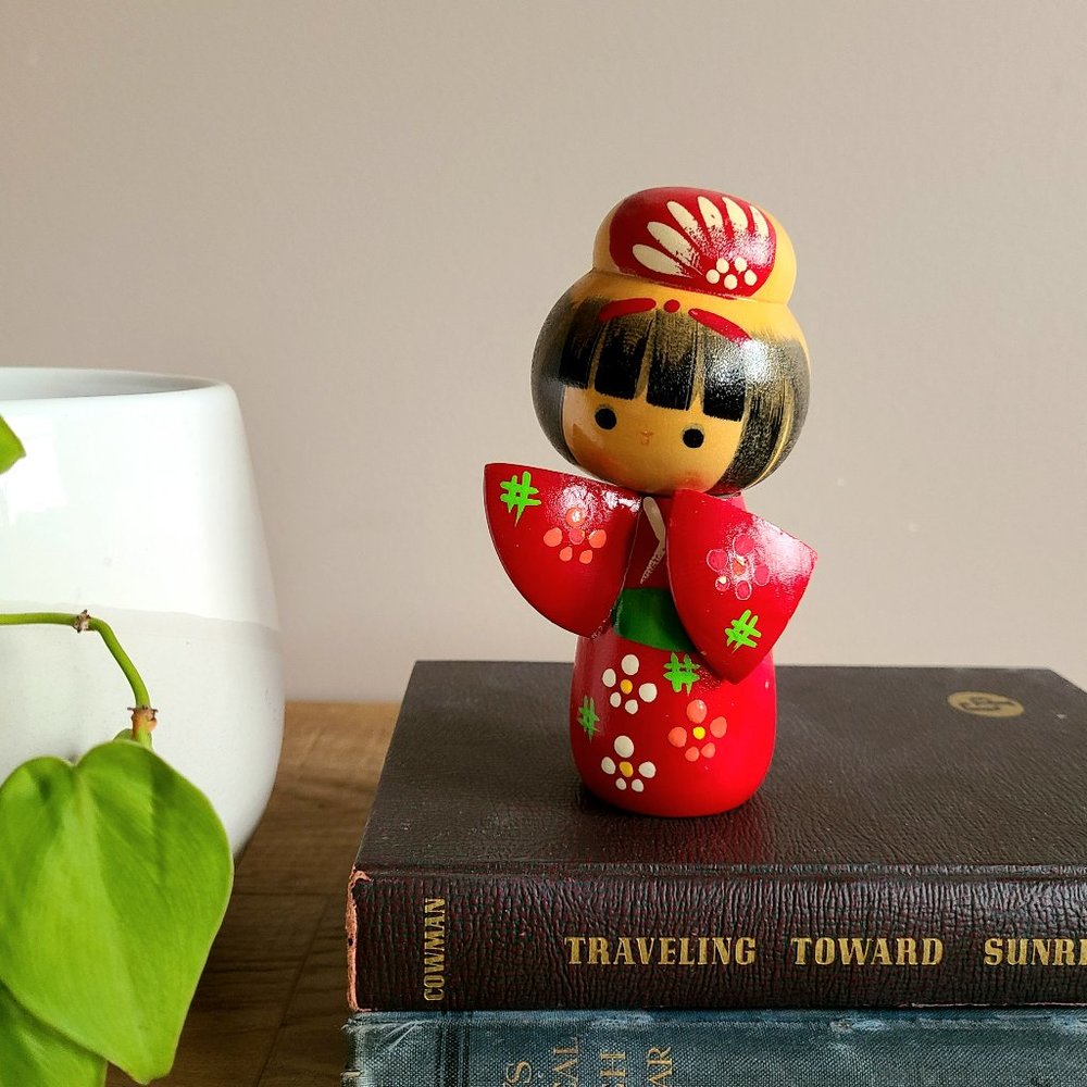 Vintage Japanese Kokeshi wooden doll.